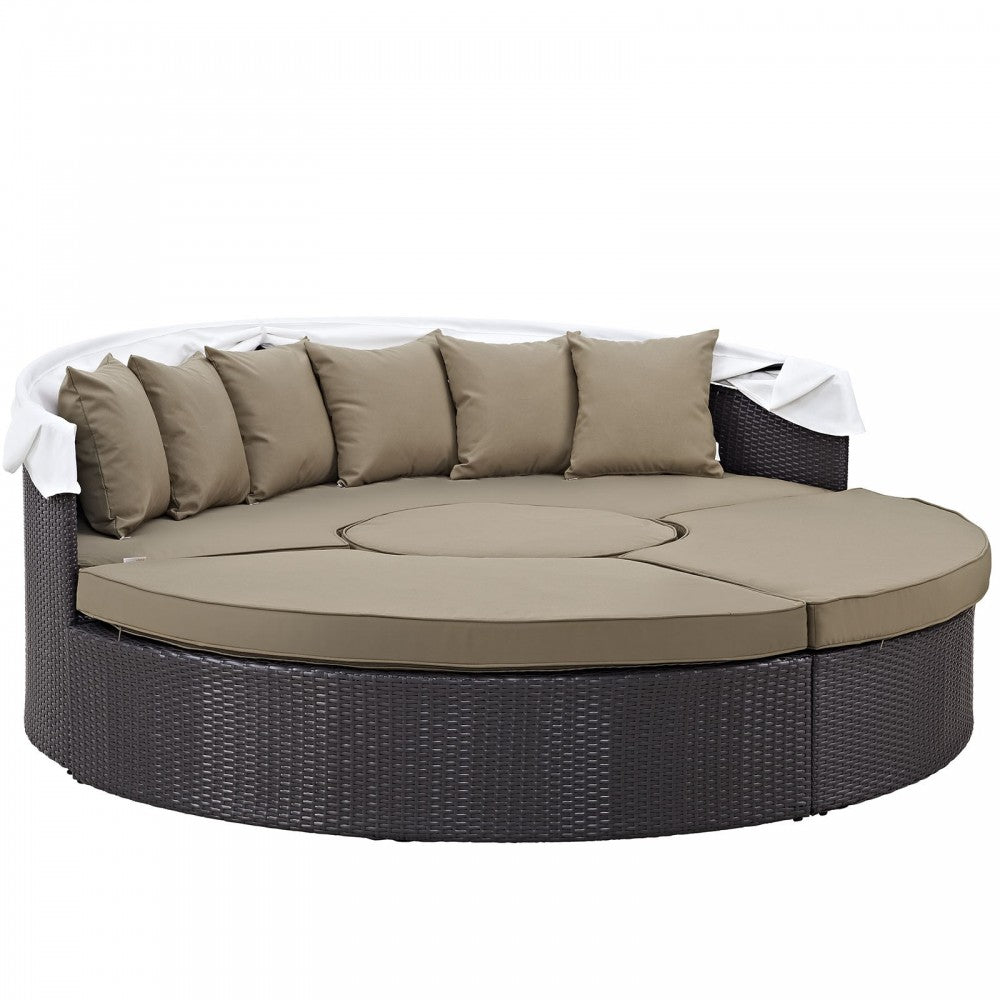 Convene Canopy Outdoor Patio Daybed, Espresso Mocha, EEI-2173-EXP-MOC-SET