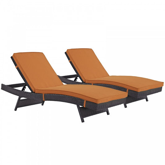Convene Chaise Outdoor Patio Set of 2, Espresso Orange