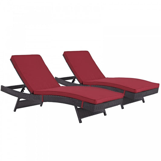 Convene Chaise Outdoor Patio Set of 2, Espresso Red