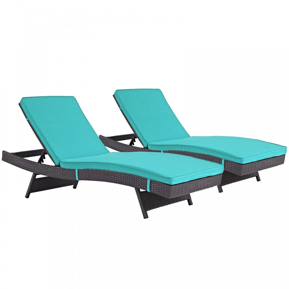Convene Chaise Outdoor Patio Set of 2, Espresso Turquoise