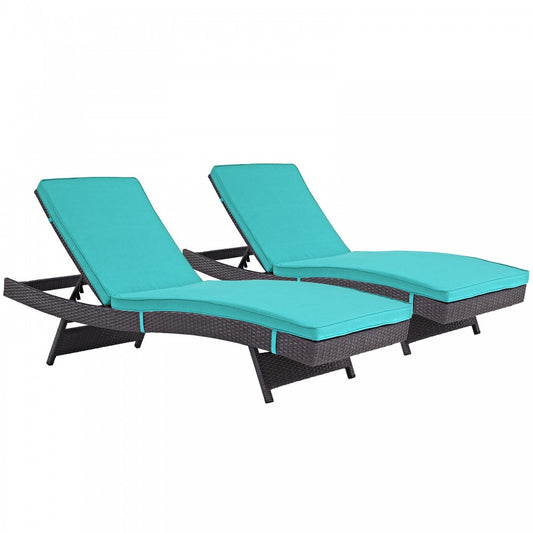 Convene Chaise Outdoor Patio Set of 2, Espresso Turquoise