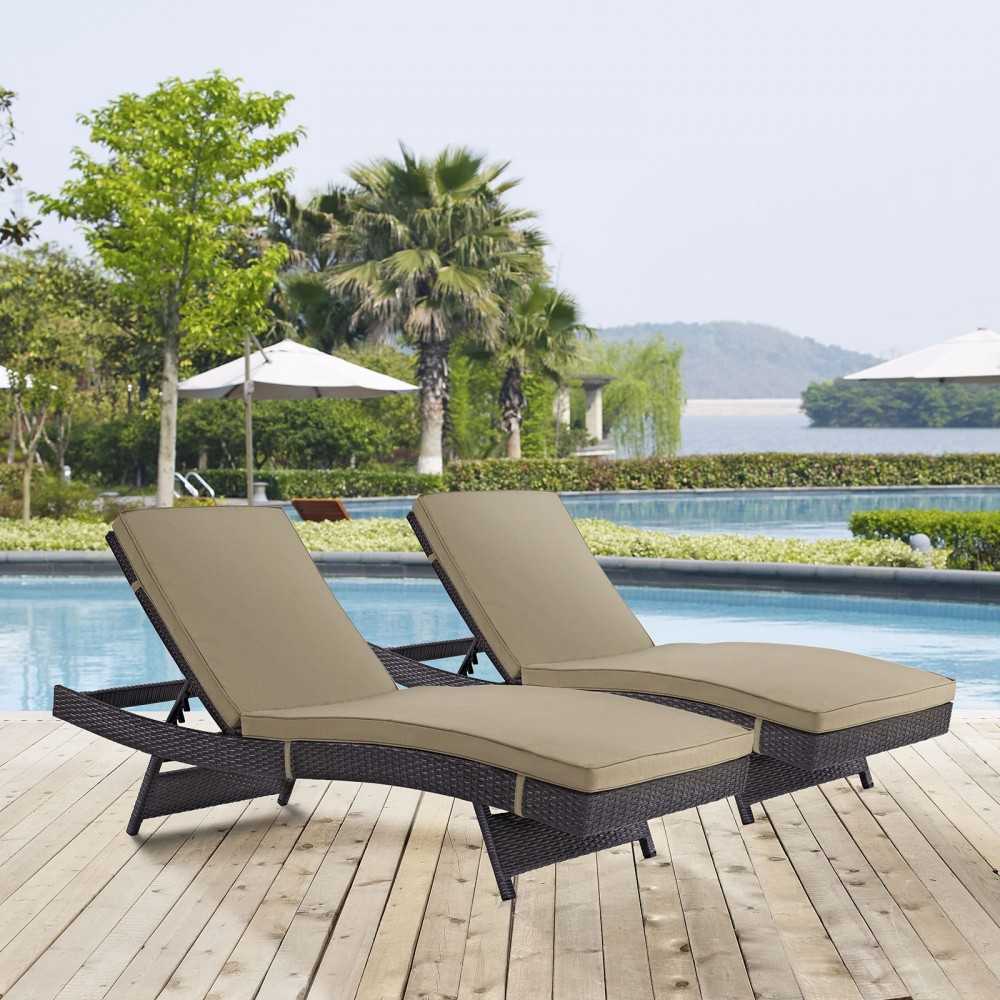 Convene Chaise Outdoor Patio Set of 2, Espresso Mocha