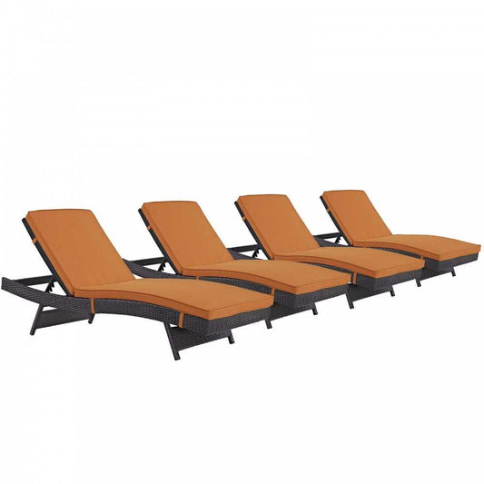 Convene Chaise Outdoor Patio Set of 4, Espresso Orange