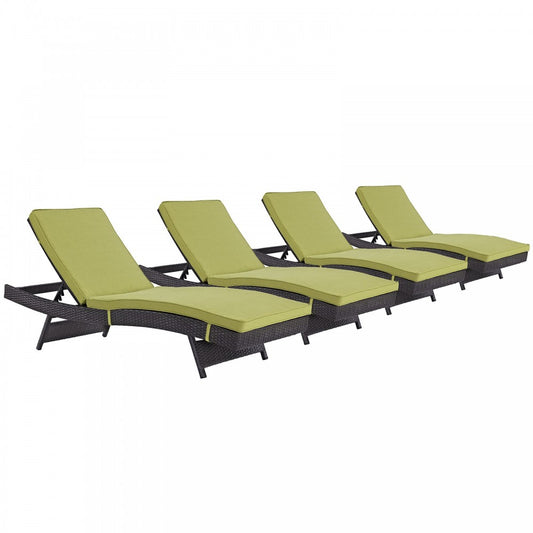 Convene Chaise Outdoor Patio Set of 4, Espresso Peridot