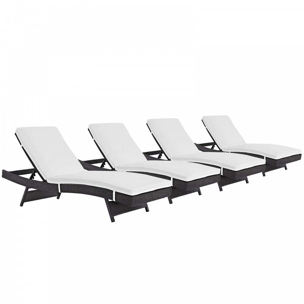 Convene Chaise Outdoor Patio Set of 4, Espresso White