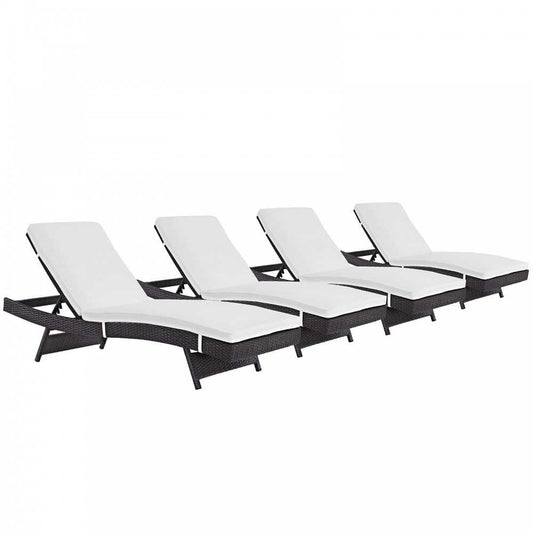 Convene Chaise Outdoor Patio Set of 4, Espresso White