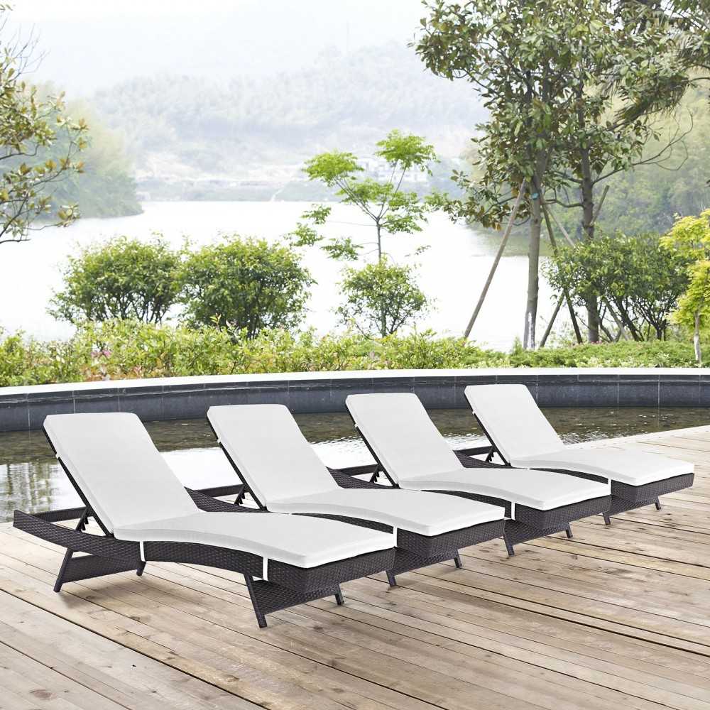 Convene Chaise Outdoor Patio Set of 4, Espresso White