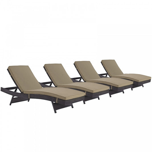 Convene Chaise Outdoor Patio Set of 4, Espresso Mocha