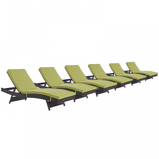 Convene Chaise Outdoor Patio Set of 6, Espresso Peridot