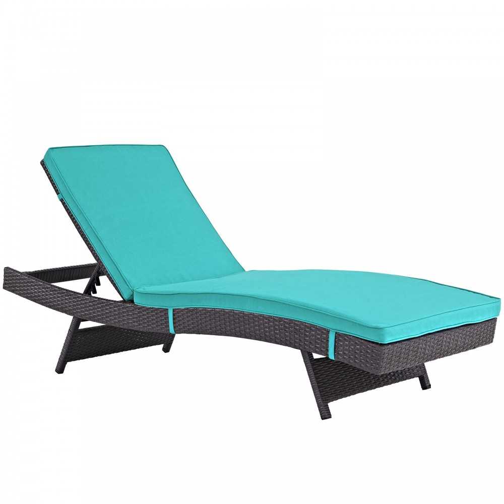 Convene Chaise Outdoor Patio Set of 6, Espresso Turquoise