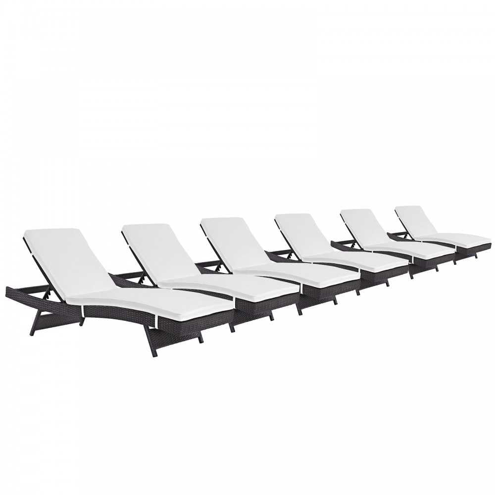 Convene Chaise Outdoor Patio Set of 6, Espresso White