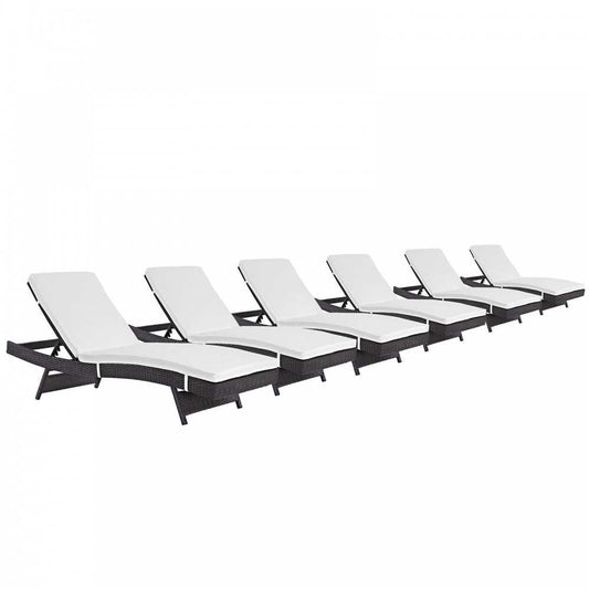 Convene Chaise Outdoor Patio Set of 6, Espresso White