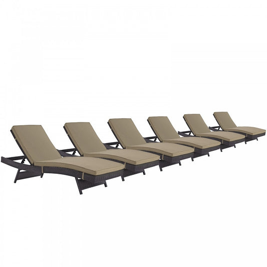 Convene Chaise Outdoor Patio Set of 6, Espresso Mocha