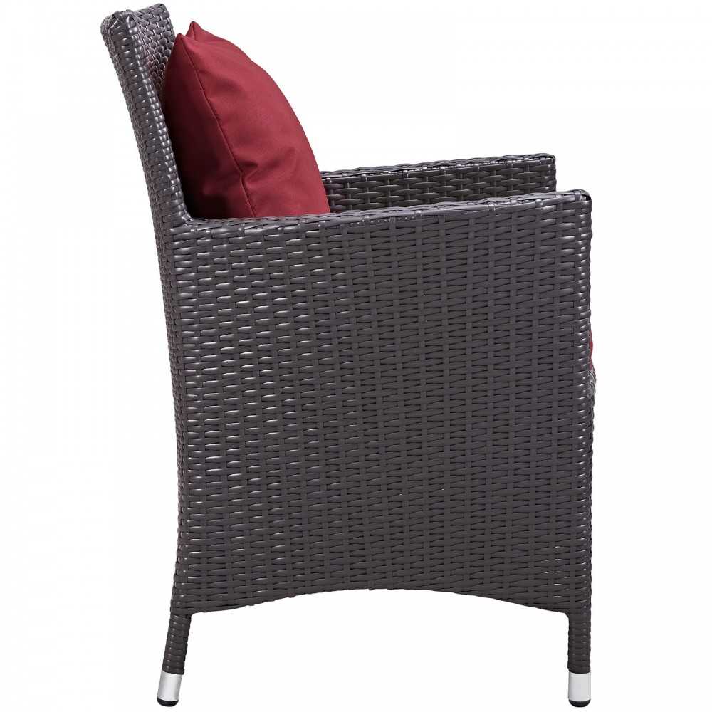 Convene Dining Outdoor Patio Armchair, Espresso Red