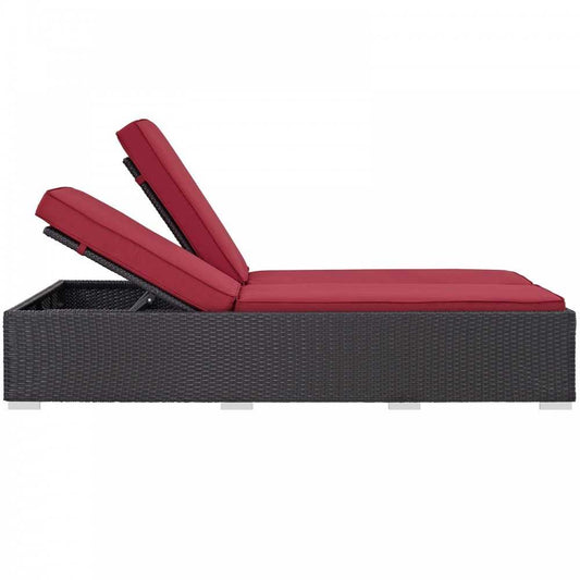 Convene Double Outdoor Patio Chaise, Espresso Red