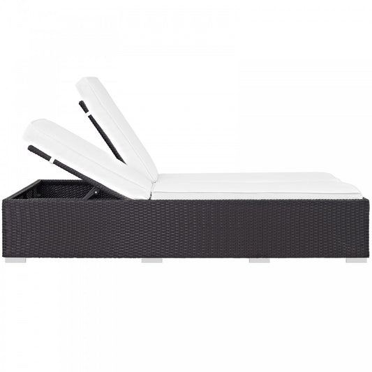 Convene Double Outdoor Patio Chaise, Espresso White, EEI-2177-EXP-WHI