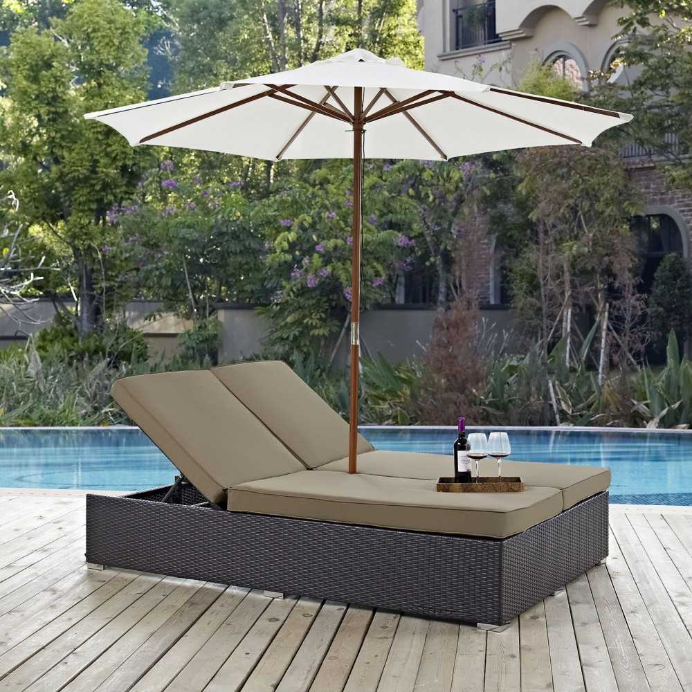 Convene Double Outdoor Patio Chaise, Espresso Mocha, EEI-2180-EXP-MOC-SET