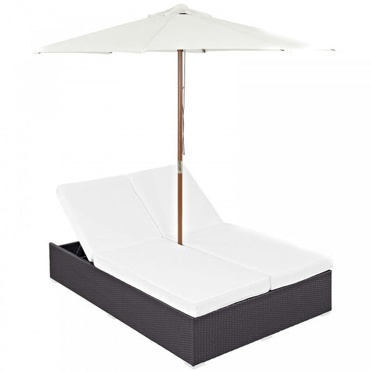 Convene Double Outdoor Patio Chaise, Espresso White, EEI-2180-EXP-WHI-SET