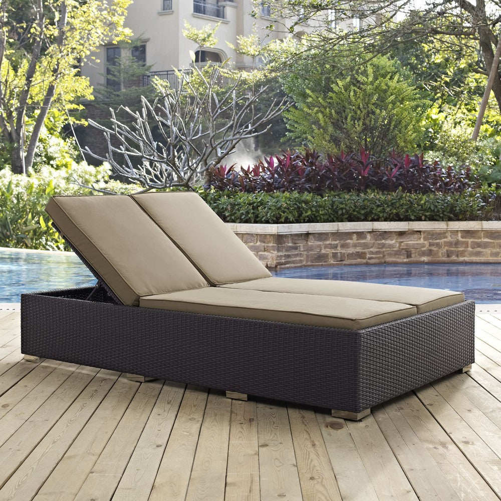 Convene Double Outdoor Patio Chaise, Espresso Mocha, EEI-2177-EXP-MOC