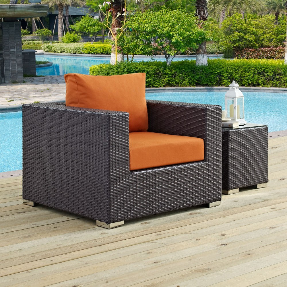 Convene Outdoor Patio Armchair, Espresso Orange