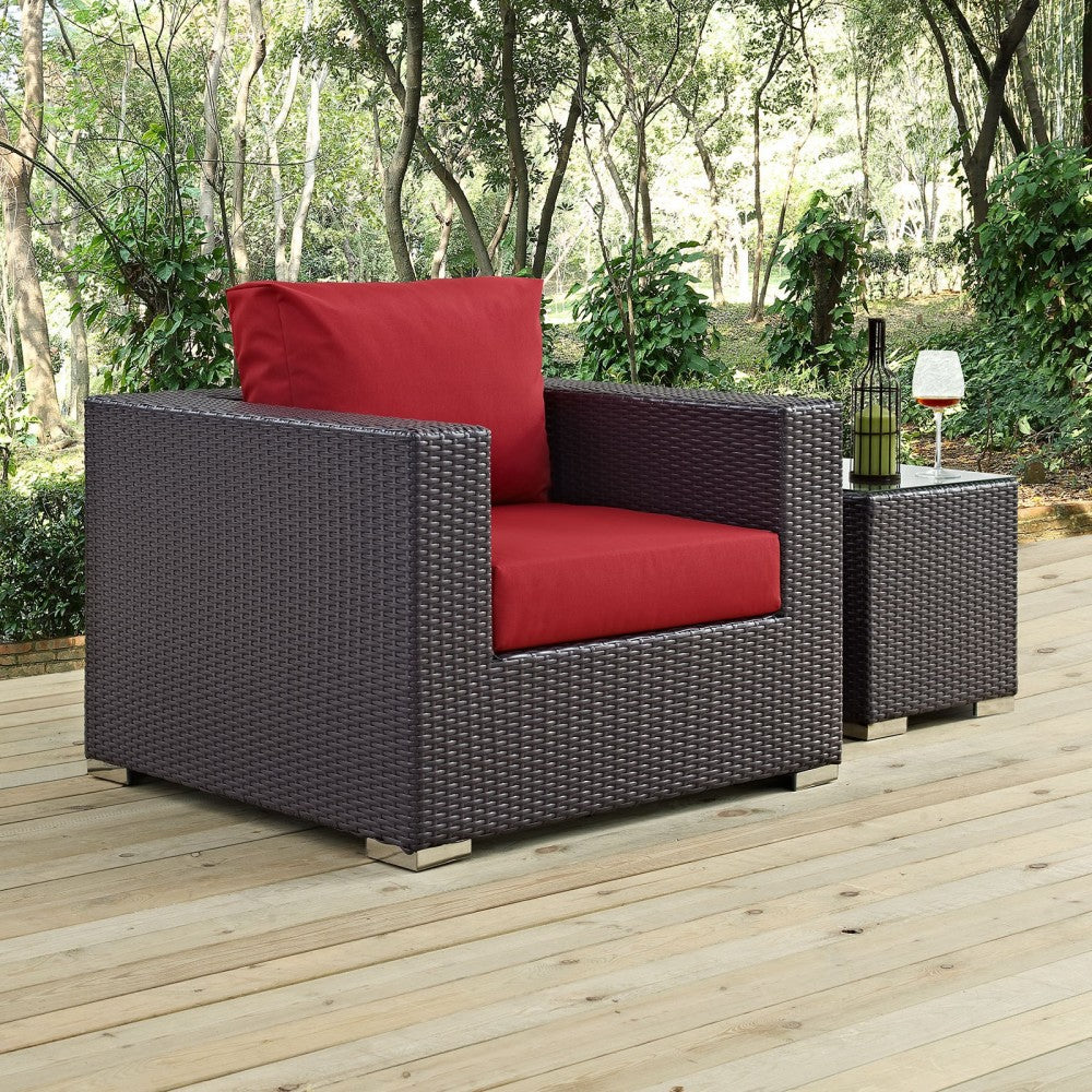 Convene Outdoor Patio Armchair, Espresso Red