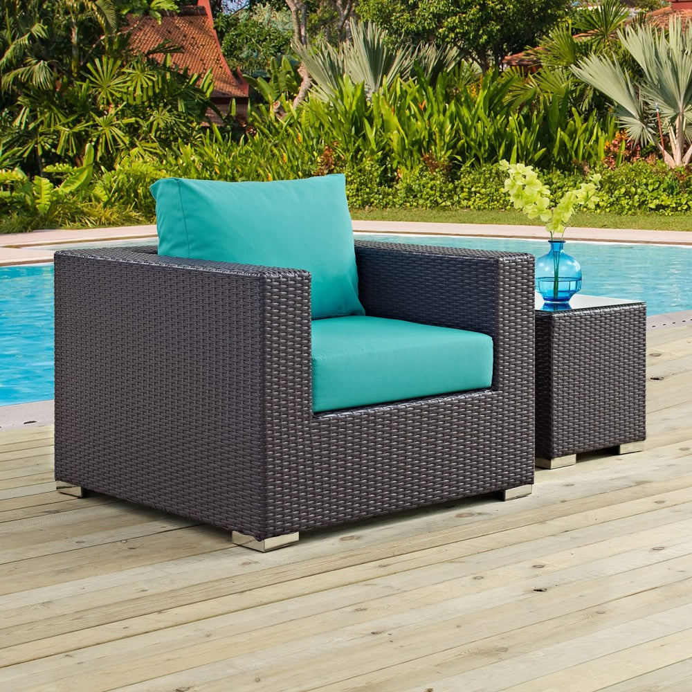 Convene Outdoor Patio Armchair, Espresso Turquoise