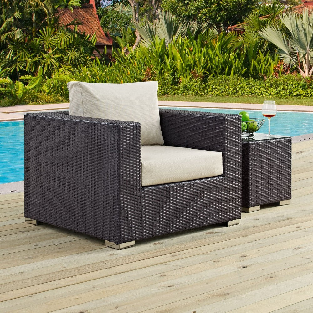 Convene Outdoor Patio Armchair, Espresso Beige