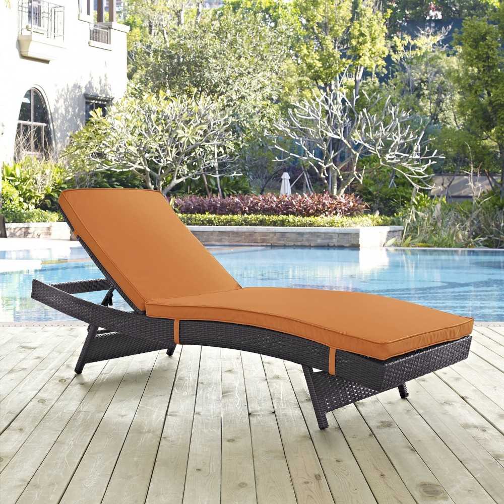 Convene Outdoor Patio Chaise, Espresso Orange