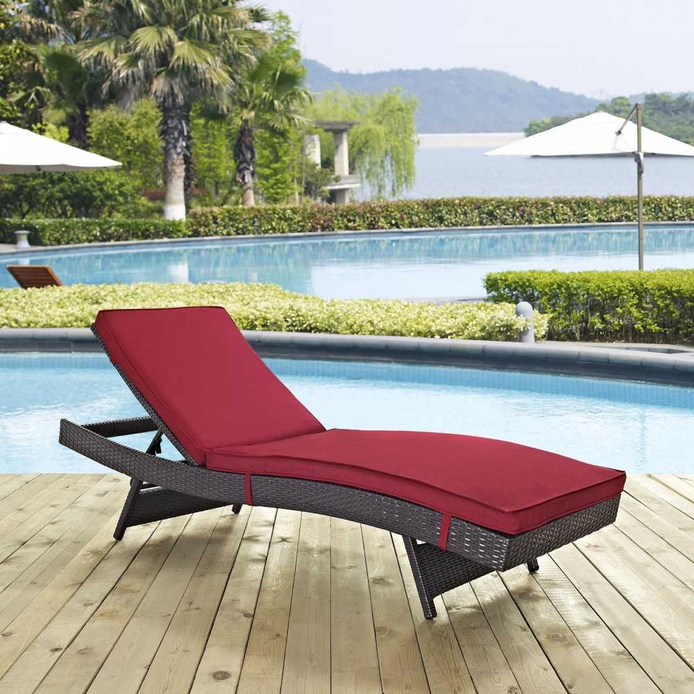 Convene Outdoor Patio Chaise, Espresso Red