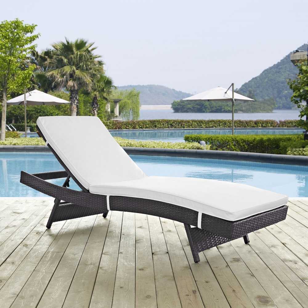 Convene Outdoor Patio Chaise, Espresso White
