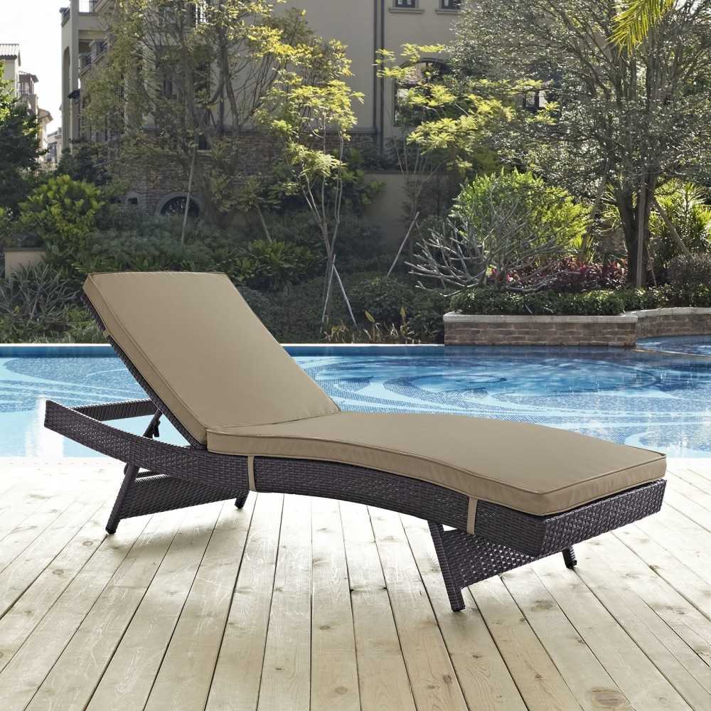 Convene Outdoor Patio Chaise, Espresso Mocha