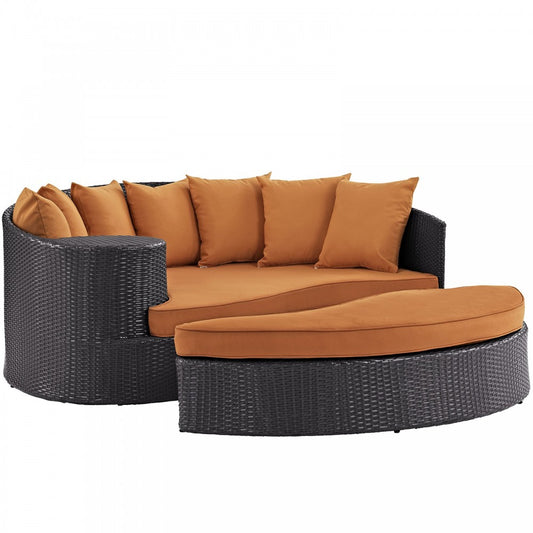 Convene Outdoor Patio Daybed, Espresso Orange