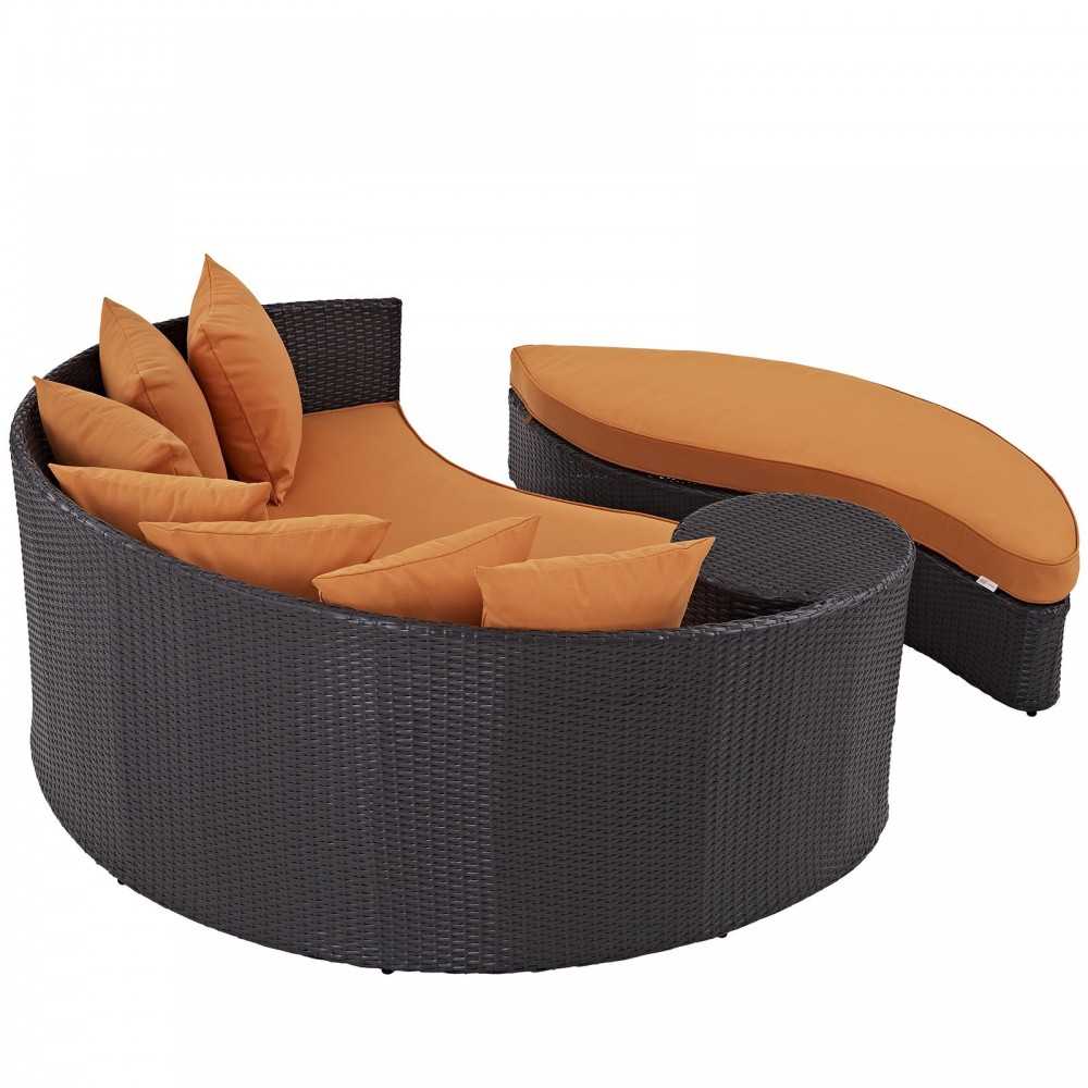 Convene Outdoor Patio Daybed, Espresso Orange