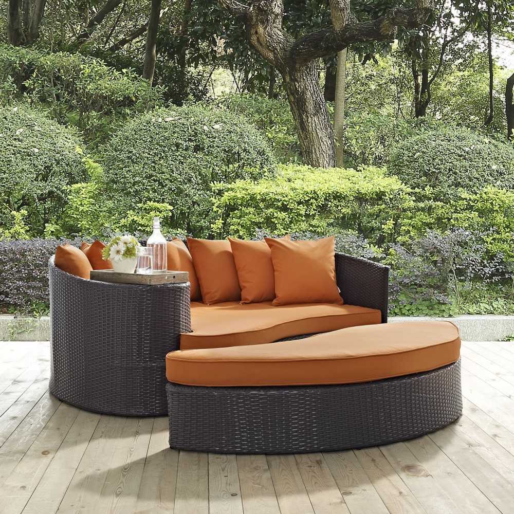 Convene Outdoor Patio Daybed, Espresso Orange