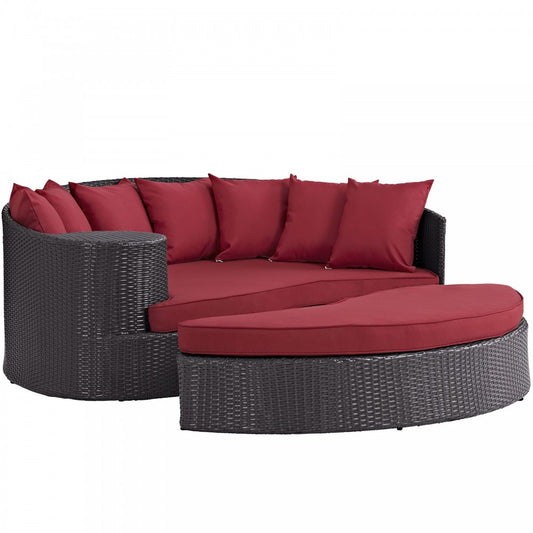 Convene Outdoor Patio Daybed, Espresso Red