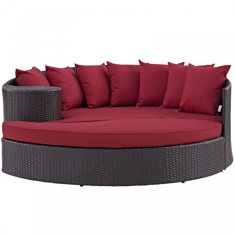Convene Outdoor Patio Daybed, Espresso Red