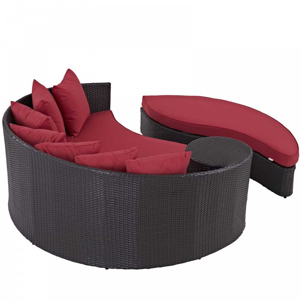Convene Outdoor Patio Daybed, Espresso Red