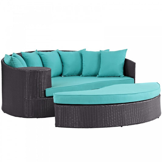 Convene Outdoor Patio Daybed, Espresso Turquoise