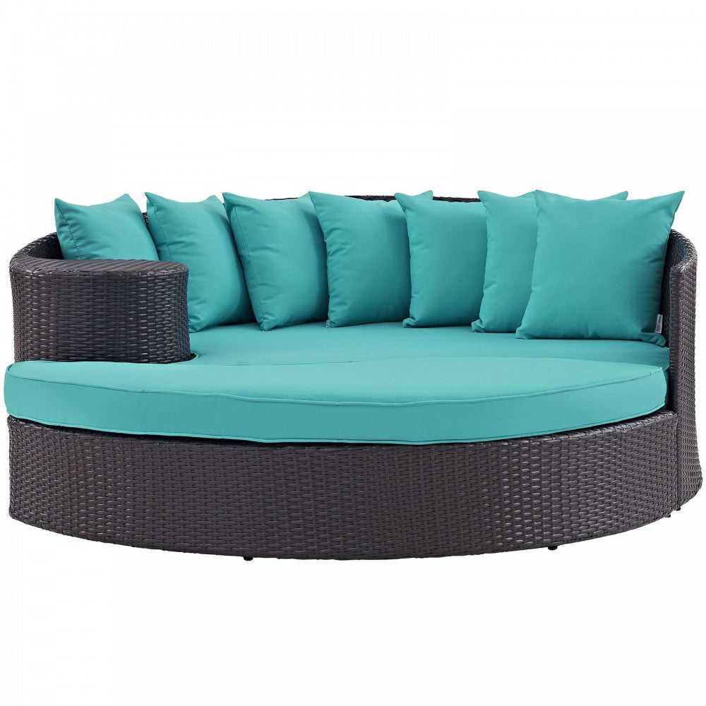 Convene Outdoor Patio Daybed, Espresso Turquoise