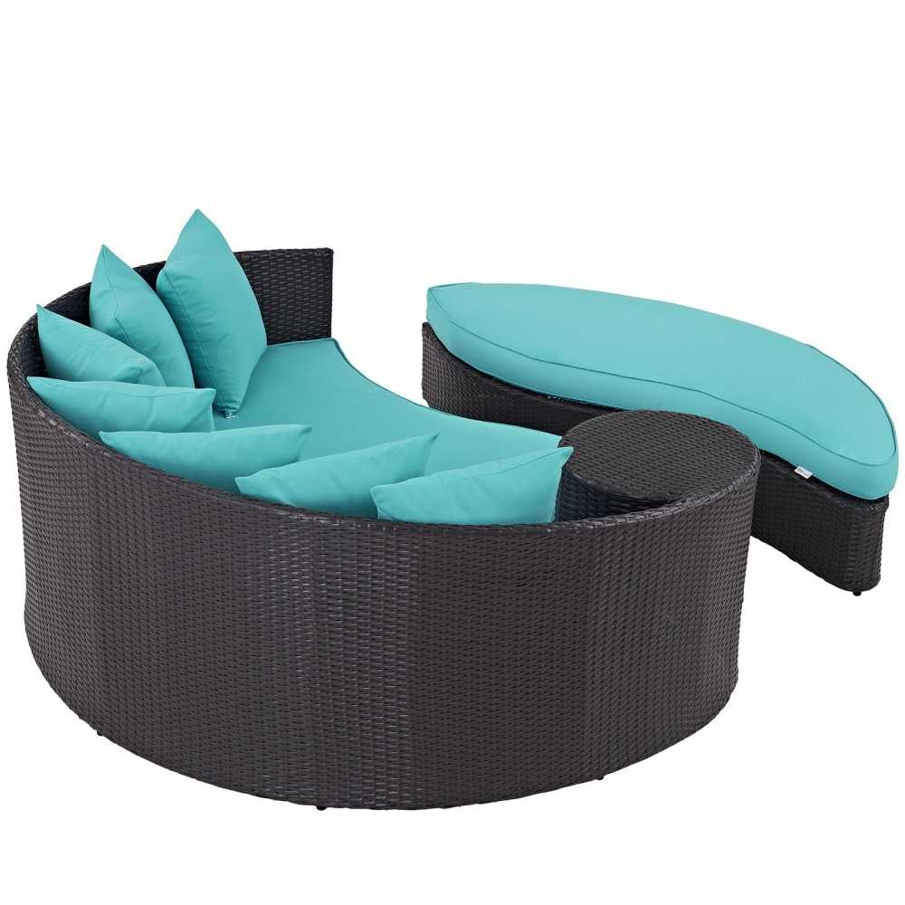 Convene Outdoor Patio Daybed, Espresso Turquoise
