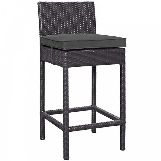 Convene Outdoor Patio Fabric Bar Stool, Espresso Charcoal