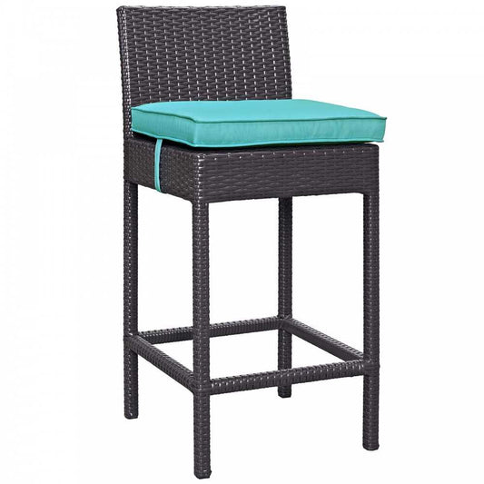Convene Outdoor Patio Fabric Bar Stool, Espresso Turquoise