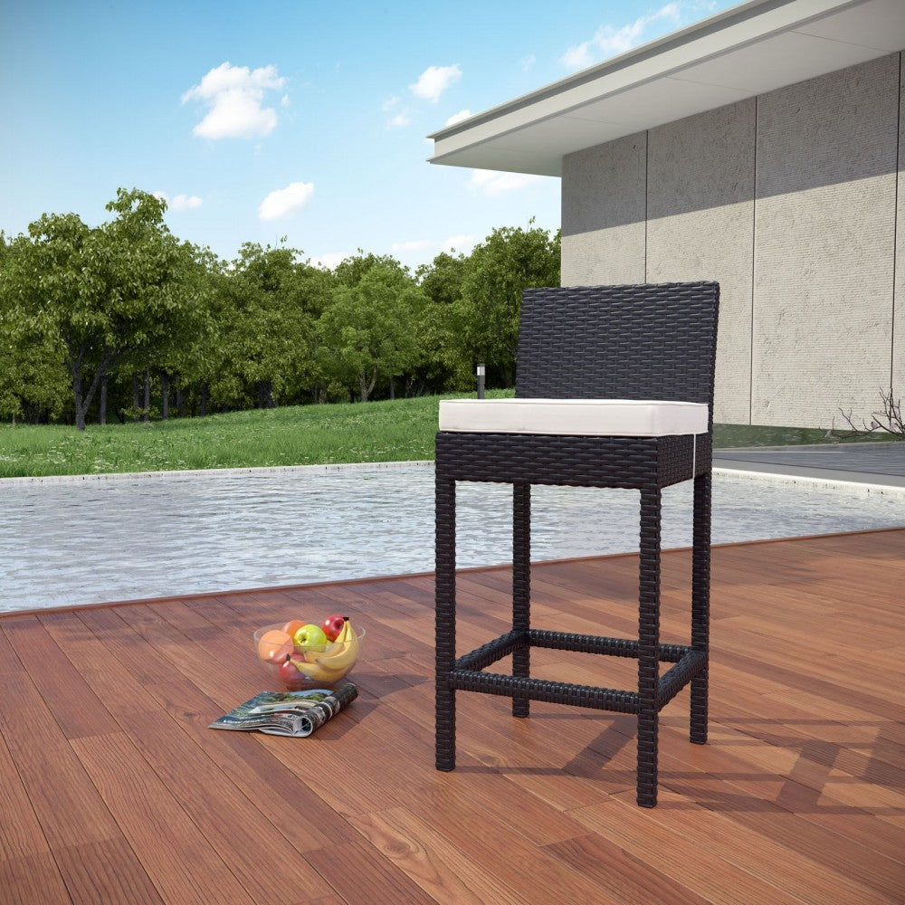 Convene Outdoor Patio Fabric Bar Stool, Espresso White