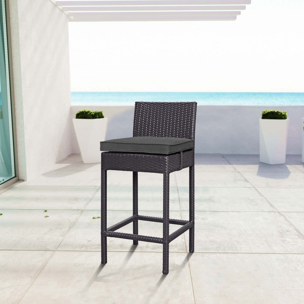 Convene Outdoor Patio Fabric Bar Stool, Espresso Charcoal