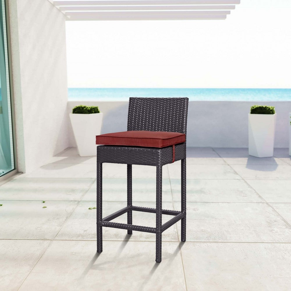 Convene Outdoor Patio Fabric Bar Stool, Espresso Currant