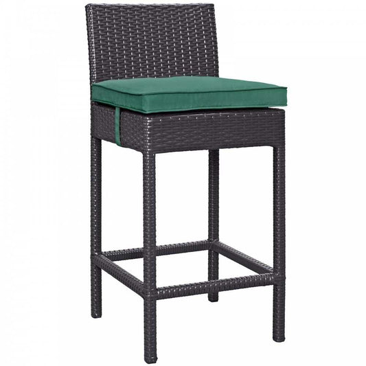 Convene Outdoor Patio Fabric Bar Stool, Espresso Green