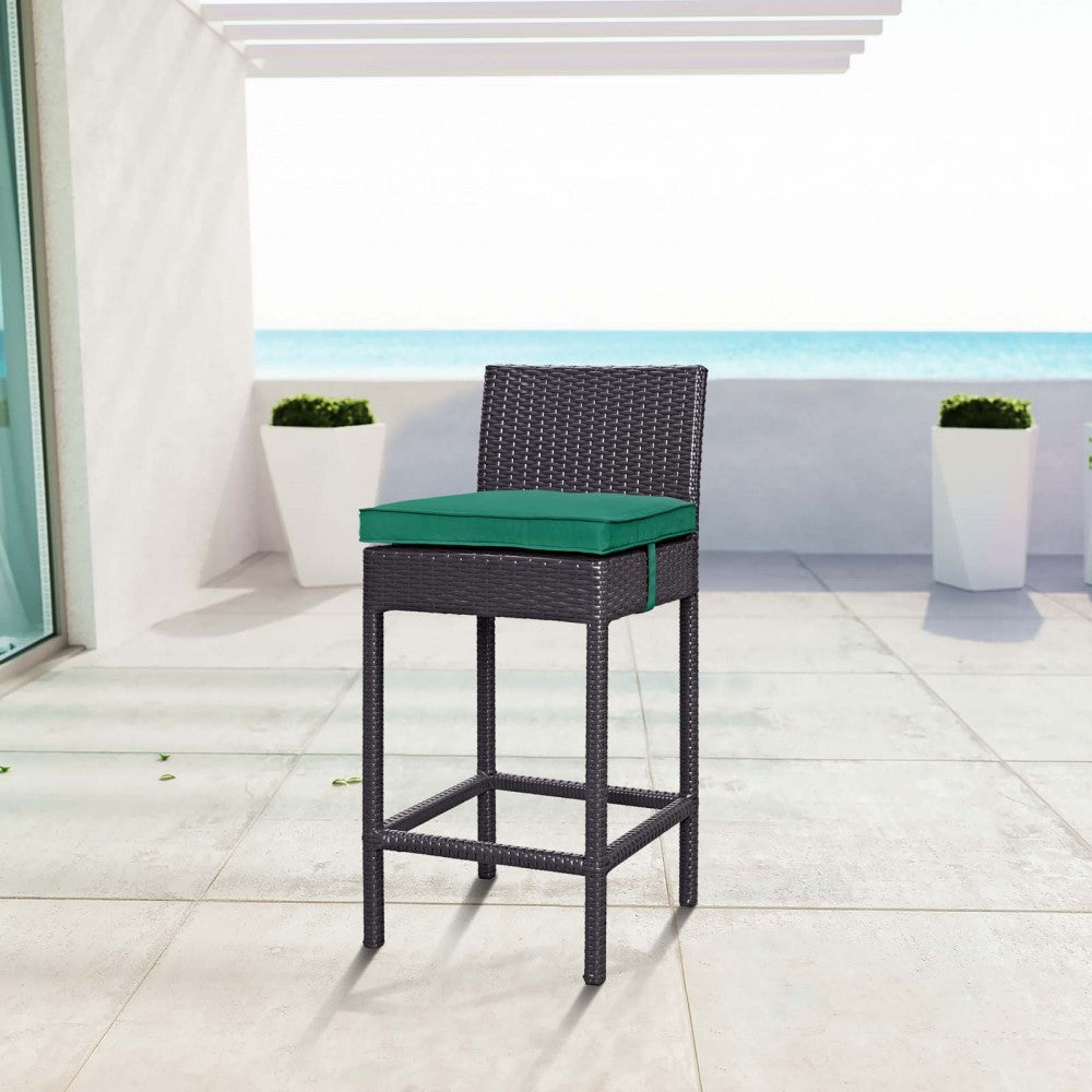 Convene Outdoor Patio Fabric Bar Stool, Espresso Green