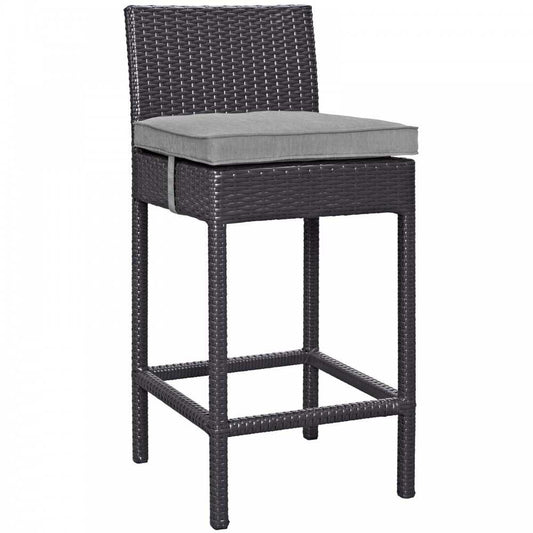 Convene Outdoor Patio Fabric Bar Stool, Espresso Gray