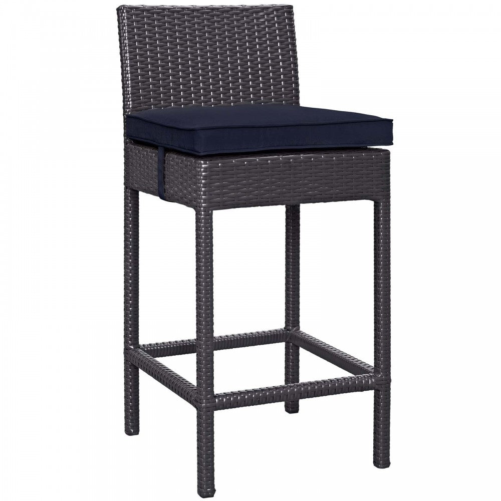 Convene Outdoor Patio Fabric Bar Stool, Espresso Navy