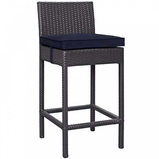 Convene Outdoor Patio Fabric Bar Stool, Espresso Navy